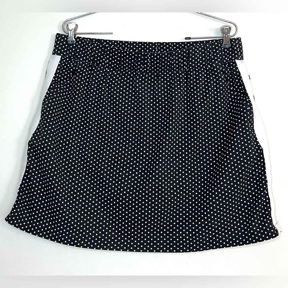 T By Talbots Pull On Polka Dot Print Performance Active Skort Skirt Shorts Sz L